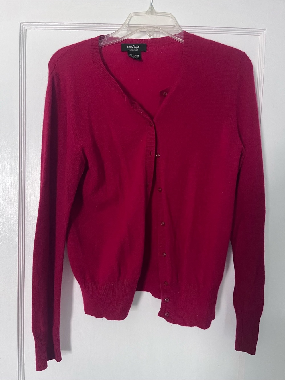 Lord & Taylor Women's Deep Red Cashmere Button-Up Cardigan